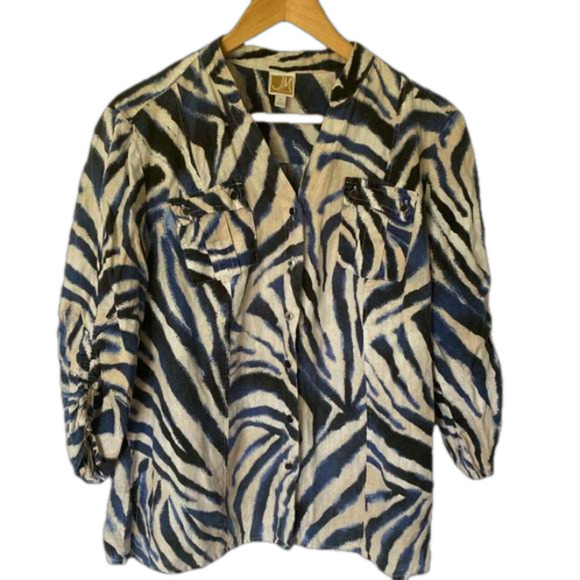 JM Collection Linen Women’s Shirt Size 12 - Picture 1 of 9